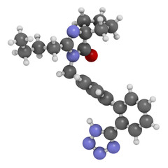 Irbesartan drug molecule. 3D rendering.