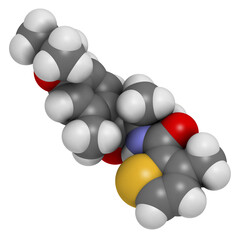 Isofetamid fungicide molecule. 3D rendering.