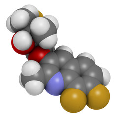 Ipflufenoquin fungicide molecule. 3D rendering.