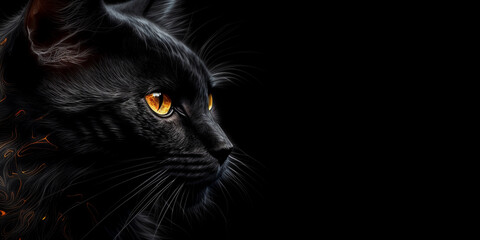 Black Fantasy Cat created with Generative AI