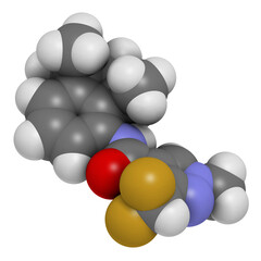 Inpyrfluxam fungicide molecule. 3D rendering.