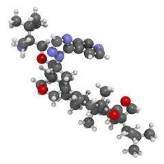 Ibrexafungerp antifungal drug molecule. 3D rendering.