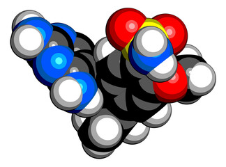 Gefapixant drug molecule. 3D rendering.