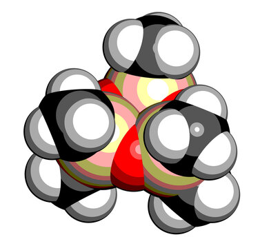 Hexamethylcyclotrisiloxane (D3) Cyclic Organosilicon Molecule. 3D Rendering.