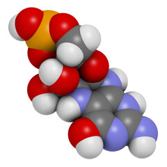 Fosdenopterin drug molecule. 3D rendering.