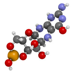 Fosdenopterin drug molecule. 3D rendering.