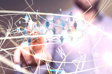 Neural network concept. Connected cells with links.