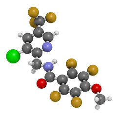 Fluopimomide funigicide molecule. 3D rendering.