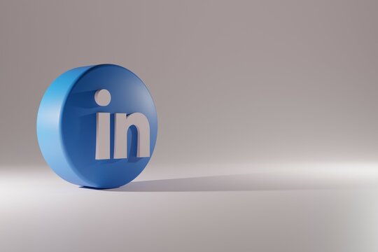 LinkedIn icon isolated. 3D Illustration. LinkedIn 3D Rendering Close up. LinkedIn Channel Promotion Template.