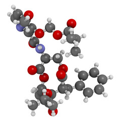 Fenpicoxamid fungicide molecule. 3D rendering.