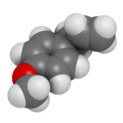 Estragole herbal molecule. 3D rendering.
