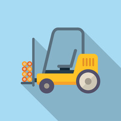 Thread production forklift icon flat vector. Cotton factory. Wool plant