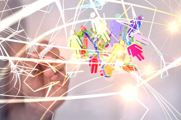 Global network. Blockchain. 3D illustration. Neural networks and artificial intelligence. Abstract