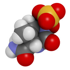 Durlobactam antibiotic drug molecule. 3D rendering.