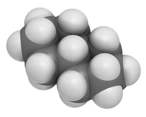 Decalin solvent molecule. 3D rendering.