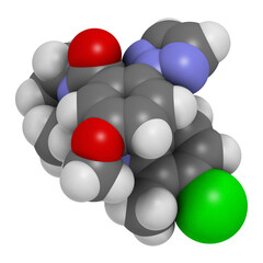 Daridorexant insomnia drug molecule. 3D rendering.