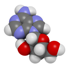 Cordycepin molecule. 3D rendering.