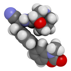 Brensocatib drug molecule. 3D rendering.