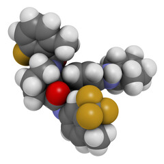 Avacopan drug molecule. 3D rendering.