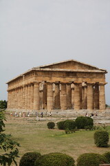 Fototapeta na wymiar View to Temple of Poseidon in Paestum, Campania Italy