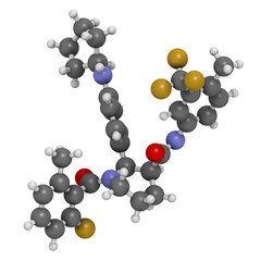 Avacopan drug molecule. 3D rendering.