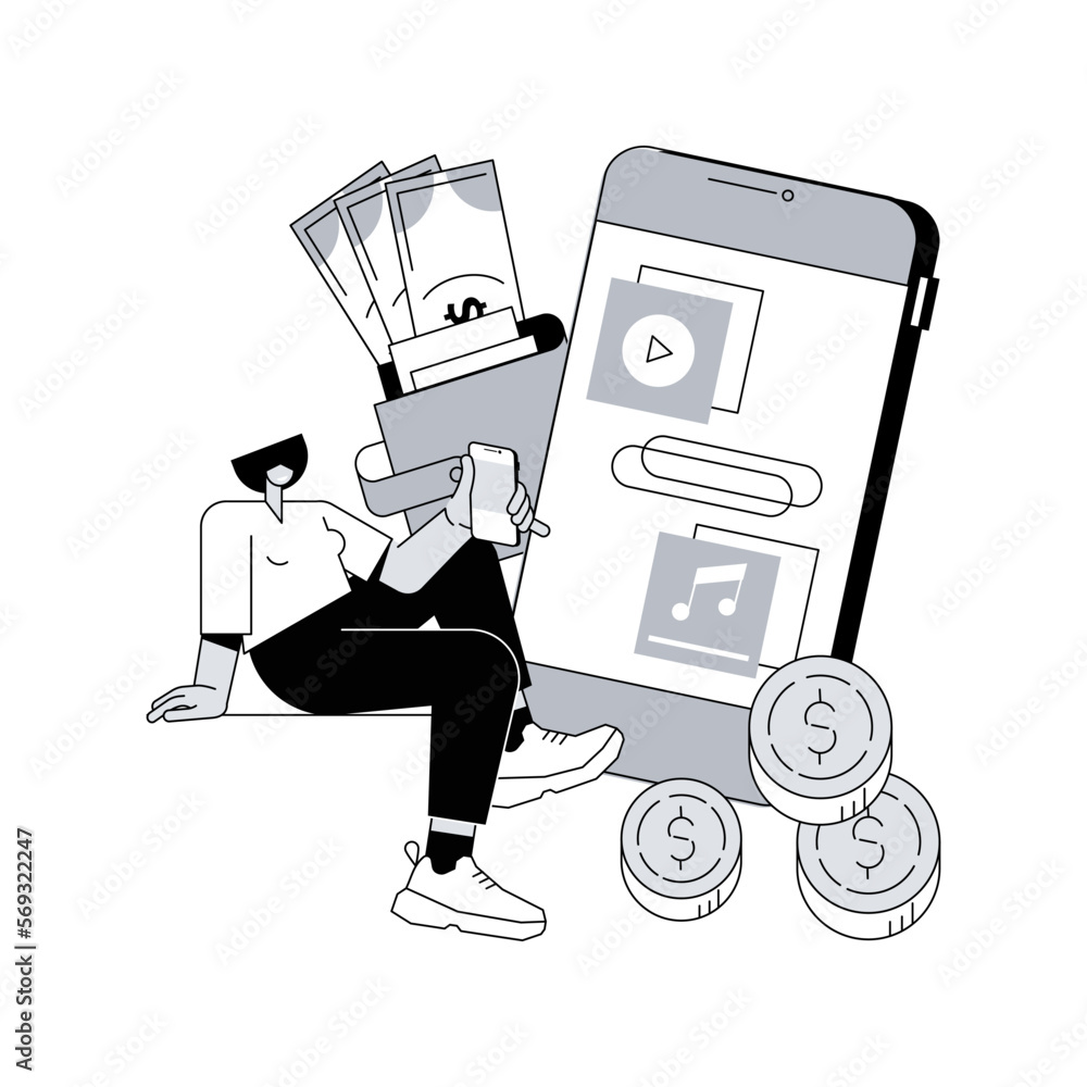 Poster app monetization abstract concept vector illustration. mobile app advertisement, app download promot