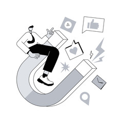 Engagement marketing abstract concept vector illustration. Internet marketing, engagement management, active participation, online commerce, smm strategy, interactive content abstract metaphor.