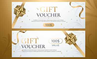 Gift voucher template, golden elements