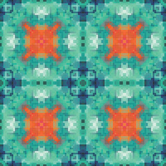 Fototapeta premium Pixel mosaic seamless pattern design, Repeat textile design, Surface design.