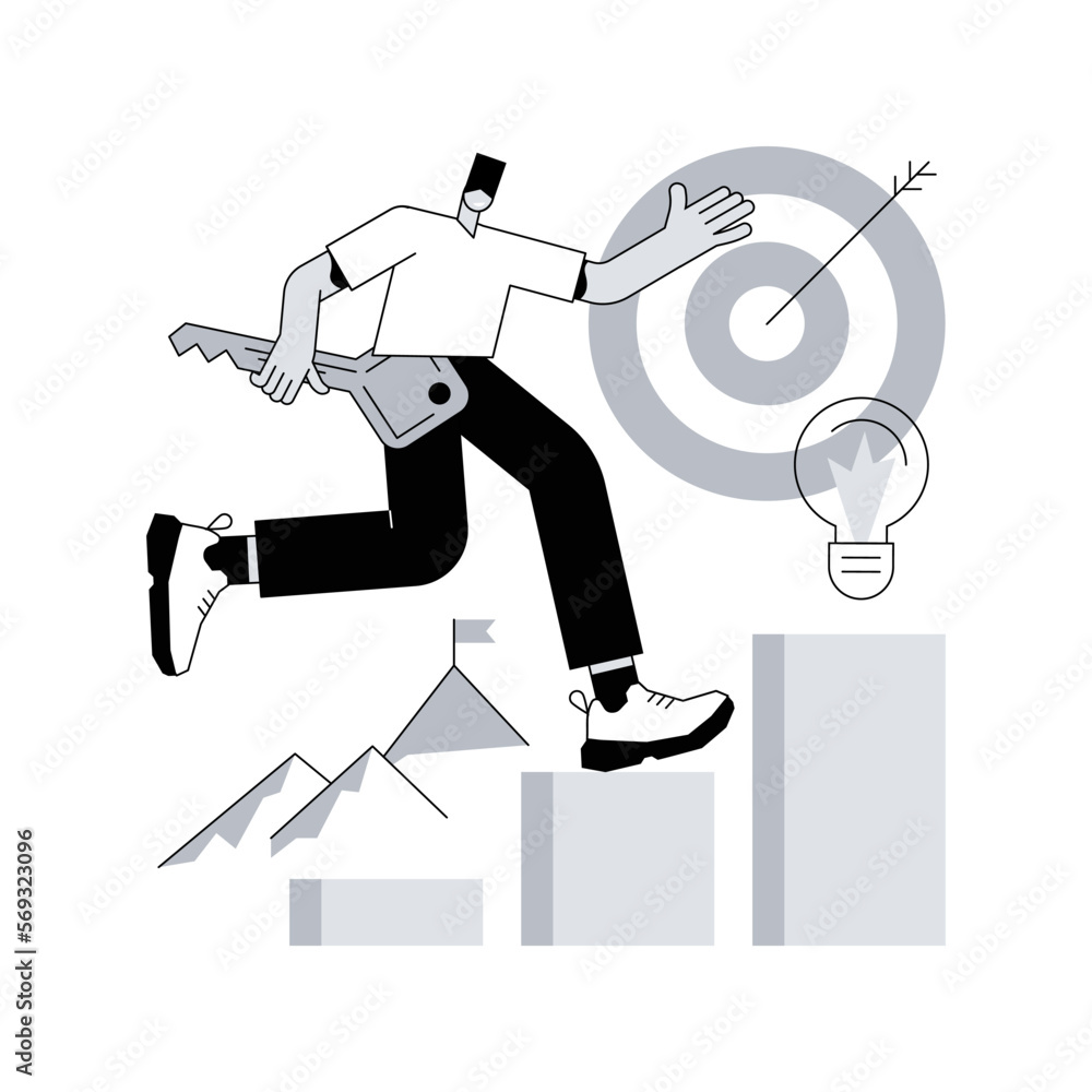 Poster problem solving abstract concept vector illustration. problem solving technique, strategy developmen