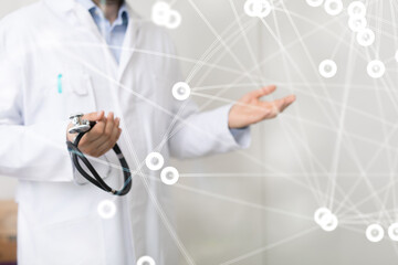  Ui icon medical in hospital with medical technology network concept - 3D digital