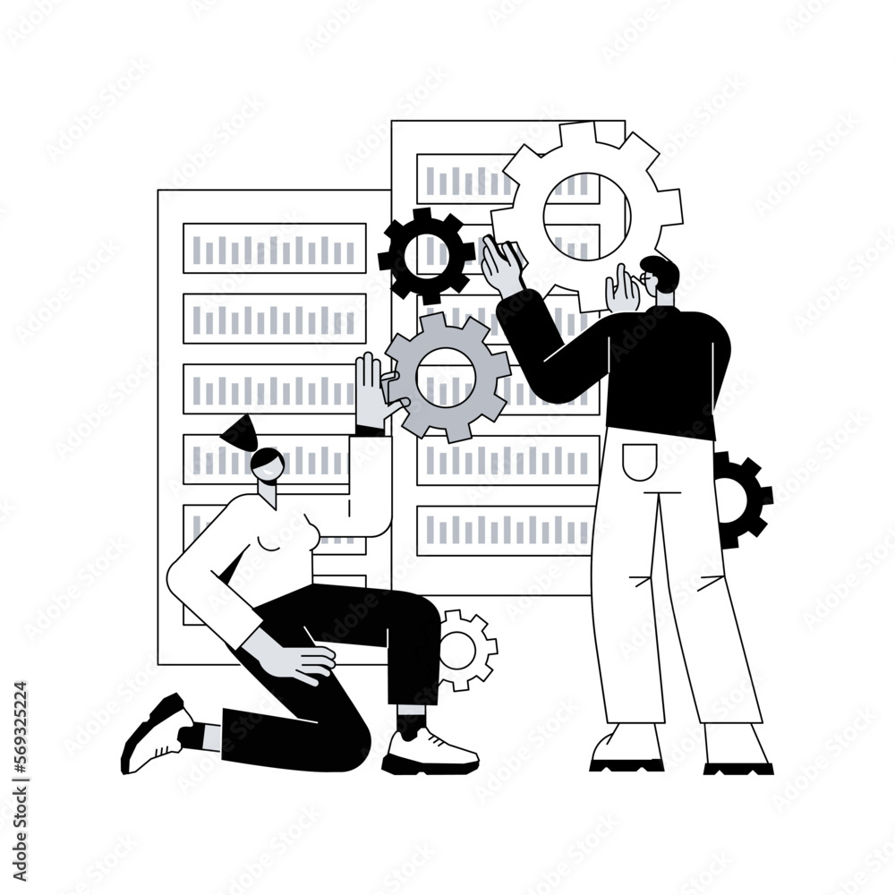 Poster big data job abstract concept vector illustration. database developers, careers in big data, talente