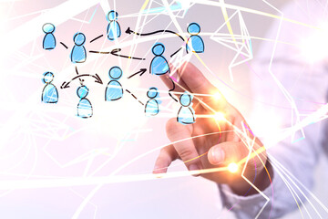 Abstract technology group and data 3d