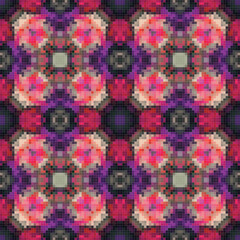 Pixel mosaic seamless pattern design, Repeat textile design, Surface design.