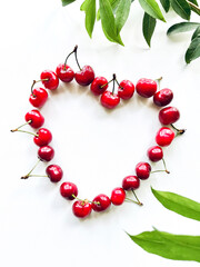 Red Cherries in Heart Shape
