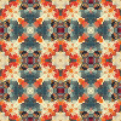 Pixel mosaic seamless pattern design, Repeat textile design, Surface design.