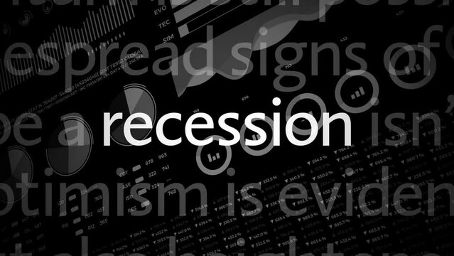 Crisis titles, financial crash, economy recession concept. 4K video animation