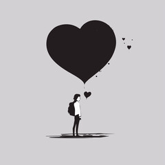 Valentine's Day. Hearts. Black and white illustration. ai generated. Romantic date. Valentine's day card.