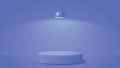 Cylinder pedestal podium. Vector rendering 3d shape for products display presentation. Pastel minimal wall scene, Studio room. Empty room background.
