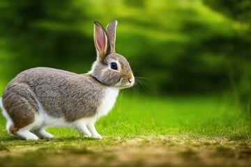 Fototapeta premium High-Resolution Image of a Cute and Playful Rabbit, Perfect for Adding a Wholesome and Adorable Element to any Design Project