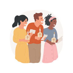 Easter Vigil isolated cartoon vector illustration. People attending Easter Vigil celebration, standing with candle, religious festivals, holy days, orthodox tradition vector cartoon.