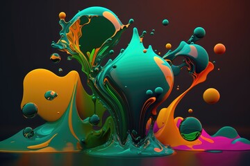 Obraz na płótnie Canvas Colored floating liquid background. Generative AI