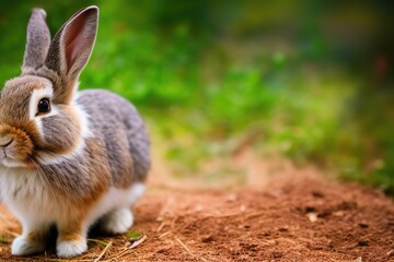 Fototapeta premium High-Resolution Image of a Cute and Playful Rabbit, Perfect for Adding a Wholesome and Adorable Element to any Design Project