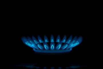 gas stove flame in the dark
