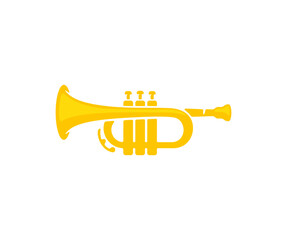 Trumpet, cornet, music, musical instrument, wind instrument, silhouette and graphic design. Musical, melody, sound, musician, jazz and symphony, vector design and illustration