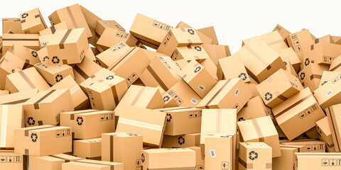 Cardboard boxes, logistics and delivery concept. 3D Rendering