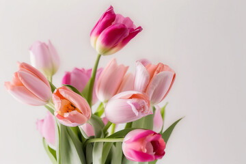 Naklejka na ściany i meble Cute natural spring tulip flowers. Illustration Generative AI