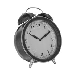 Black alarm clock with arrows. On a white background. 3d illustration