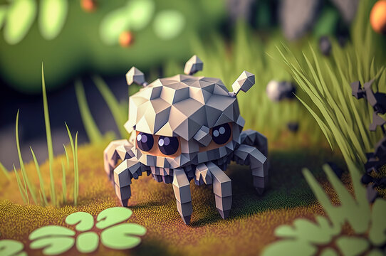 Octopus, animals made of 3d cubes, voxel illustration for video games or illustrating 3d animation and vfx studios, created with Generative AI technology