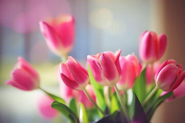Cute natural spring tulip flowers. Illustration Generative AI